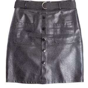 Women’s Black Pleated Leather Skirt